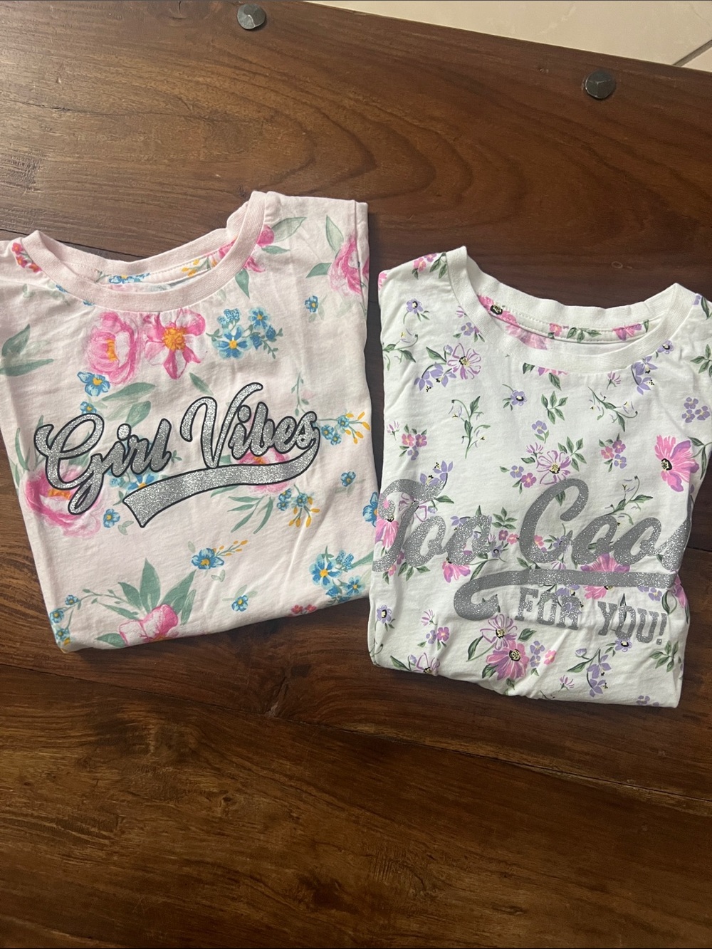 C&A Girls Floral Short Sleeve Tops  Pink